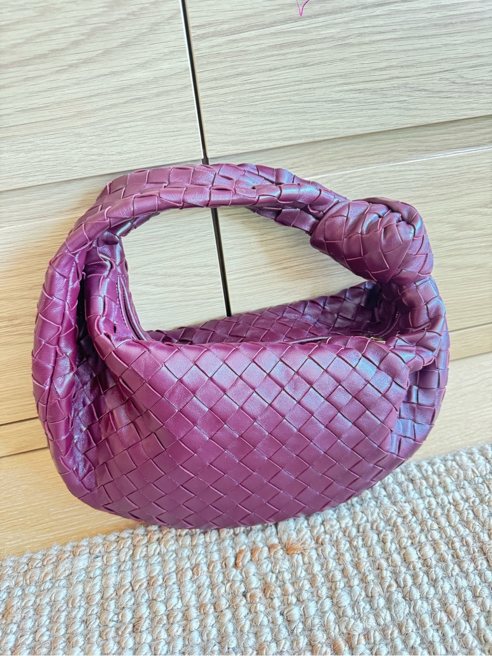 Bottega Veneta Woven Hobo Bag in Burgundy - Picture 2 of 6